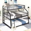 Triple Bunk Bed with Twin XL, Full XL, and Queen Sizes, Metal Bunk Bed Frame with Ladder and Full-Length Guardrails -HABITRIO