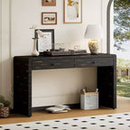 Console d'entrée en bois Whisen avec 2 tiroirs, table console rustique de style ferme avec rangement
