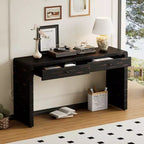 Console d'entrée en bois Whisen avec 2 tiroirs, table console rustique de style ferme avec rangement