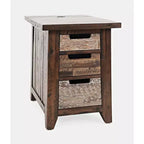 Jofran, Table d'appoint rustique en acacia massif avec chargement USB Painted Canyon
