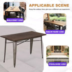 BestMassage Table en Métal, Table à Manger Robuste avec Plateau en Bois Massif pour Cuisine ou Salle à Manger