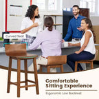 Tabourets de bar Costway 24,5 po en bois, lot de 2, avec dossier et assise solides, chaises de bar de style moderne, marron/noir/blanc