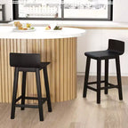 Tabourets de bar Costway 24,5 po en bois, lot de 2, avec dossier et assise solides, chaises de bar de style moderne, marron/noir/blanc
