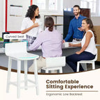 Tabourets de bar Costway 24,5 po en bois, lot de 2, avec dossier et assise solides, chaises de bar de style moderne, marron/noir/blanc