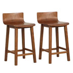 Tabourets de bar Costway 24,5 po en bois, lot de 2, avec dossier et assise solides, chaises de bar de style moderne, marron/noir/blanc