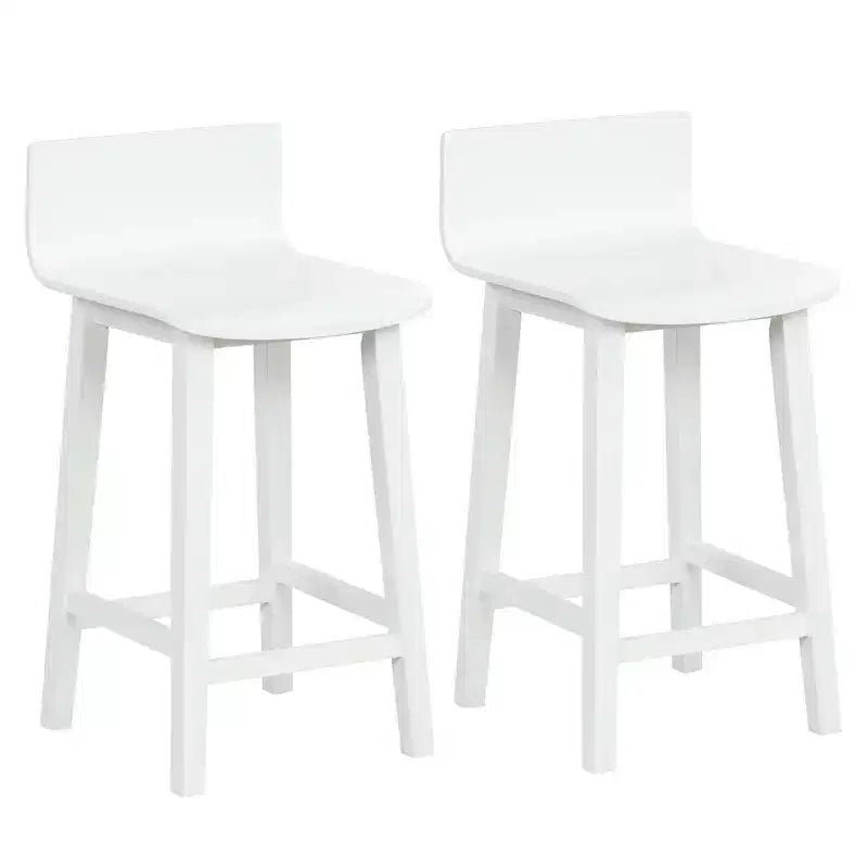 Tabourets de bar Costway 24,5 po en bois, lot de 2, avec dossier et assise solides, chaises de bar de style moderne, marron/noir/blanc