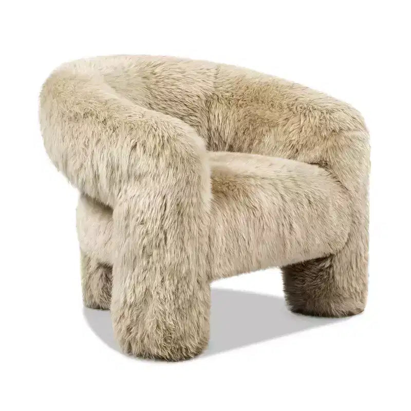 Fauteuil d'appoint Jennifer Taylor Home Avalon 35 avec dossier fendu en fourrure de mouton véritable, fourrure véritable blonde naturelle