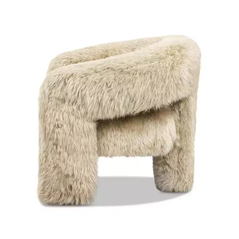 Fauteuil d'appoint Jennifer Taylor Home Avalon 35 avec dossier fendu en fourrure de mouton véritable, fourrure véritable blonde naturelle