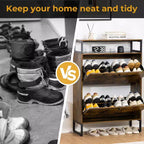 Meuble à Chaussures Mid-Century GARPROVM avec 2 Portes Basculantes et Étagères Amovibles Rangement Chaussures d'Entrée