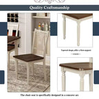 Ensemble de salle à manger 6 pièces avec 4 chaises et un banc, style rétro classique, marron+blanc cottage-HABITRIO