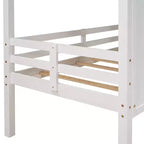 Whisen 80.4''L 45.2''W 71.4''H Lit mezzanine bas en forme de maison, taille double, avec toit et deux fenêtres frontales - Blanc