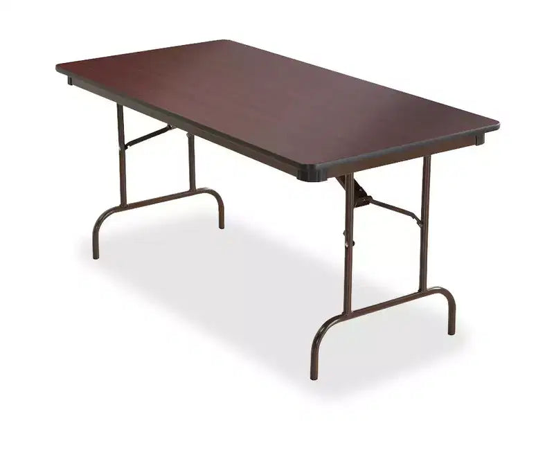 Table pliante en stratifié bois de qualité supérieure Iceberg, rectangulaire, 60 larg. x 30 prof. x 29 haut., Acajou
