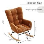 Fauteuil à bascule pour chambre d'enfant, fauteuil planeur rembourré en tissu peluche avec dossier haut, accoudoirs et poches latérales, pour chambre à coucher, salon