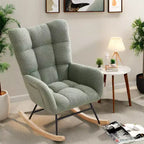 Fauteuil à bascule pour chambre d'enfant, fauteuil planeur rembourré en tissu peluche avec dossier haut, accoudoirs et poches latérales, pour chambre à coucher, salon