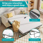 Mjkone Canapé-lit gigogne, Canapé-lit pleine grandeur avec matelas en mousse à mémoire de forme