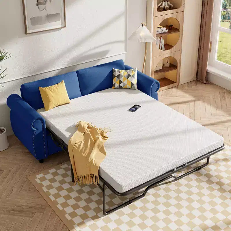 Mjkone Canapé-lit gigogne, Canapé-lit pleine grandeur avec matelas en mousse à mémoire de forme