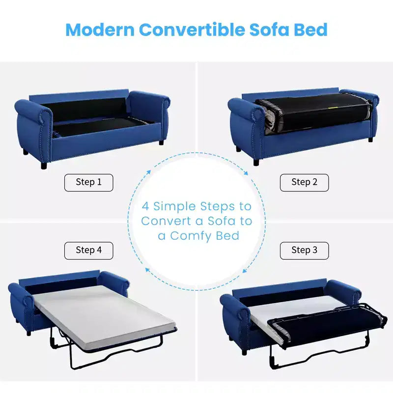 Mjkone Canapé-lit gigogne, Canapé-lit pleine grandeur avec matelas en mousse à mémoire de forme
