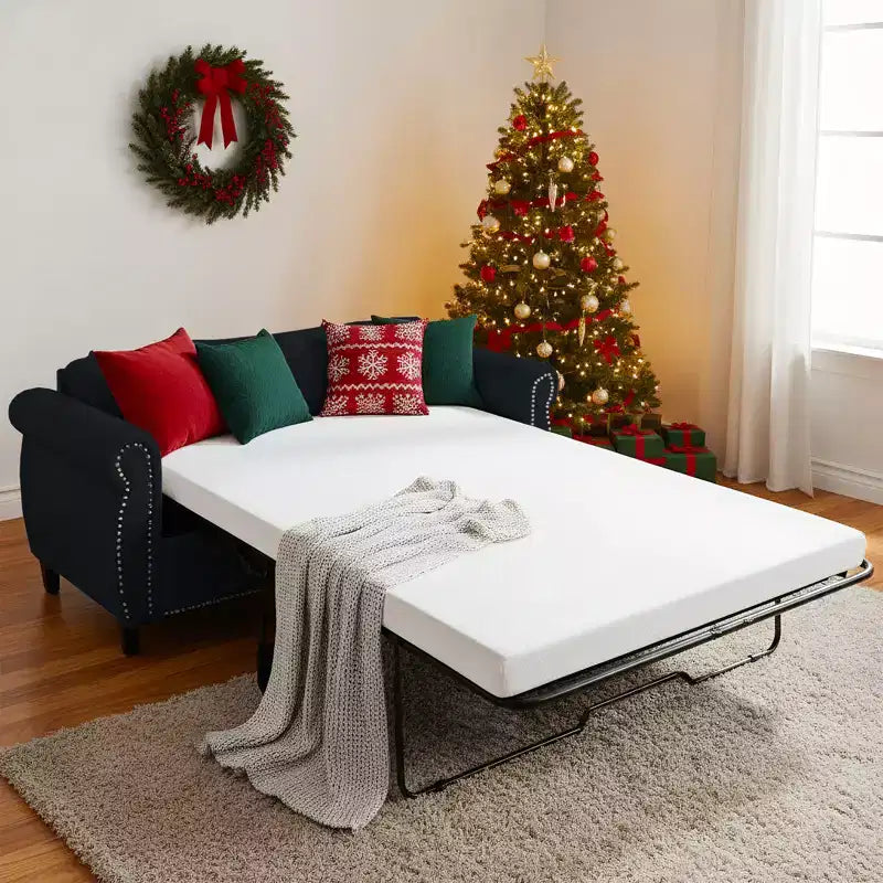 Mjkone Canapé-lit gigogne, Canapé-lit pleine grandeur avec matelas en mousse à mémoire de forme