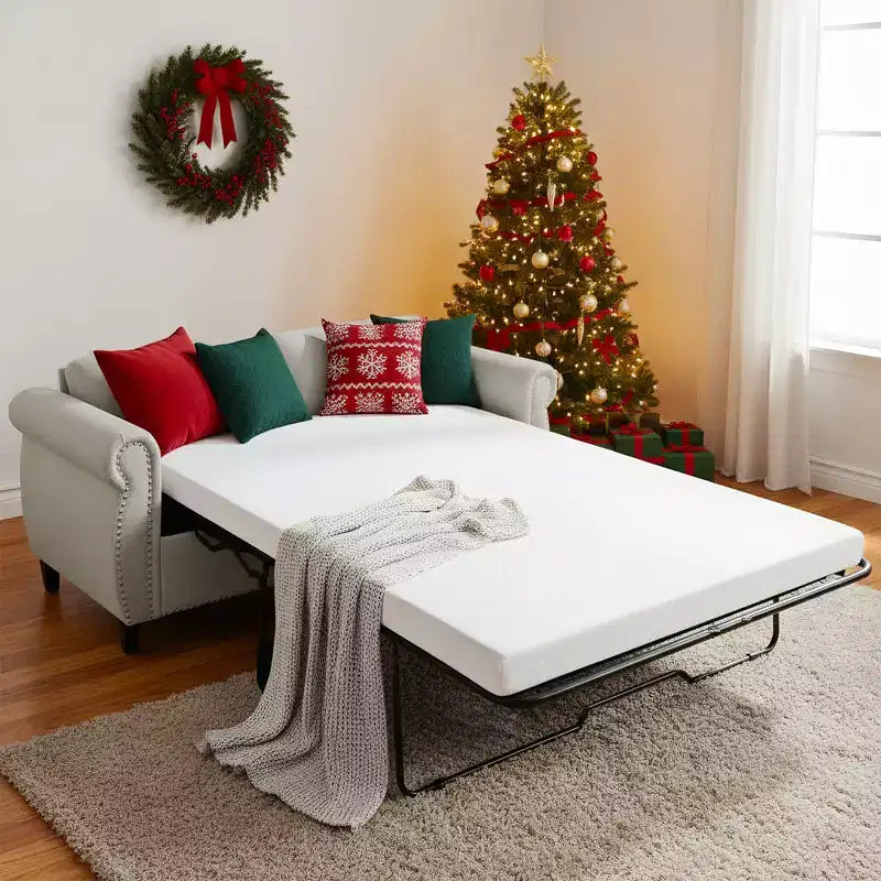 Mjkone Canapé-lit gigogne, Canapé-lit pleine grandeur avec matelas en mousse à mémoire de forme
