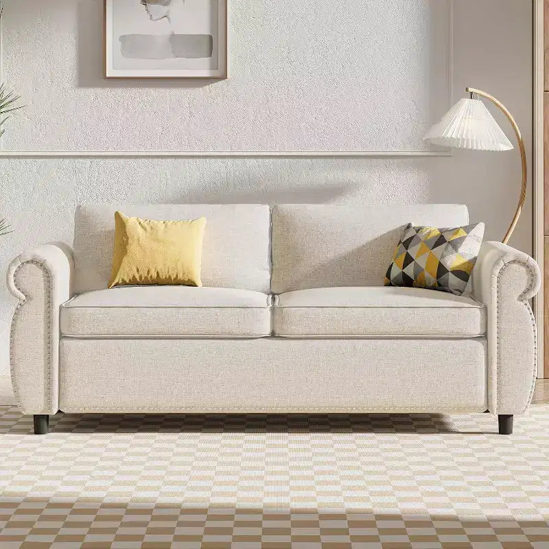 Mjkone Canapé-lit gigogne, Canapé-lit pleine grandeur avec matelas en mousse à mémoire de forme