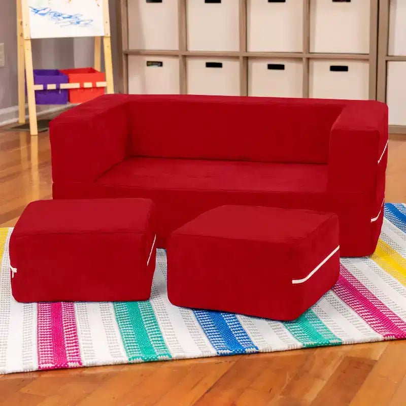Causeuse et poufs modulaires pour enfants Jaxx Zipline / Chaise longue dépliante