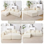 Canapé d'angle modulable moderne minimaliste, canapé nuage rembourré en forme de L avec assises profondes, méridienne à droite pour salon-Blanc