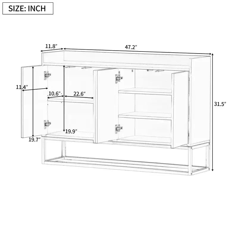 Buffet AndMakers Wood 47.2 po. avec 4 portes