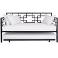RealRooms Penelope Metal Geometric Daybed with Trundle, Twin, Black
