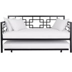 RealRooms Penelope Metal Geometric Daybed with Trundle, Twin, Black
