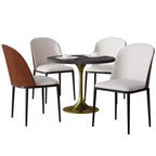 Ensemble de salle à manger 5 pièces LeisureMod Verve - Table ronde en MDF de 91,4 cm, 4 chaises de salle à manger en cuir