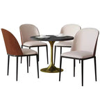 Ensemble de salle à manger 5 pièces LeisureMod Verve - Table ronde en MDF de 91,4 cm, 4 chaises de salle à manger en cuir