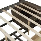 Lit de repos double Whisen en bois avec 2 armoires de chevet, étagères supérieures et 4 tiroirs