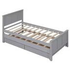 Lit plateforme Whisen Wood deux places avec lit gigogne et tiroirs