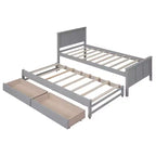 Lit plateforme Whisen Wood deux places avec lit gigogne et tiroirs