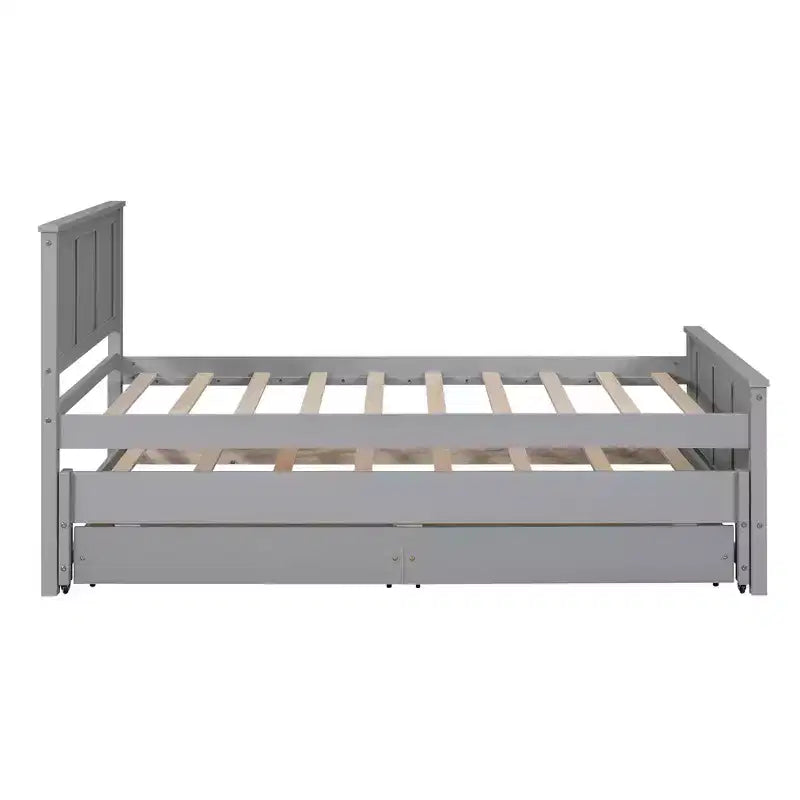 Lit plateforme Whisen Wood deux places avec lit gigogne et tiroirs
