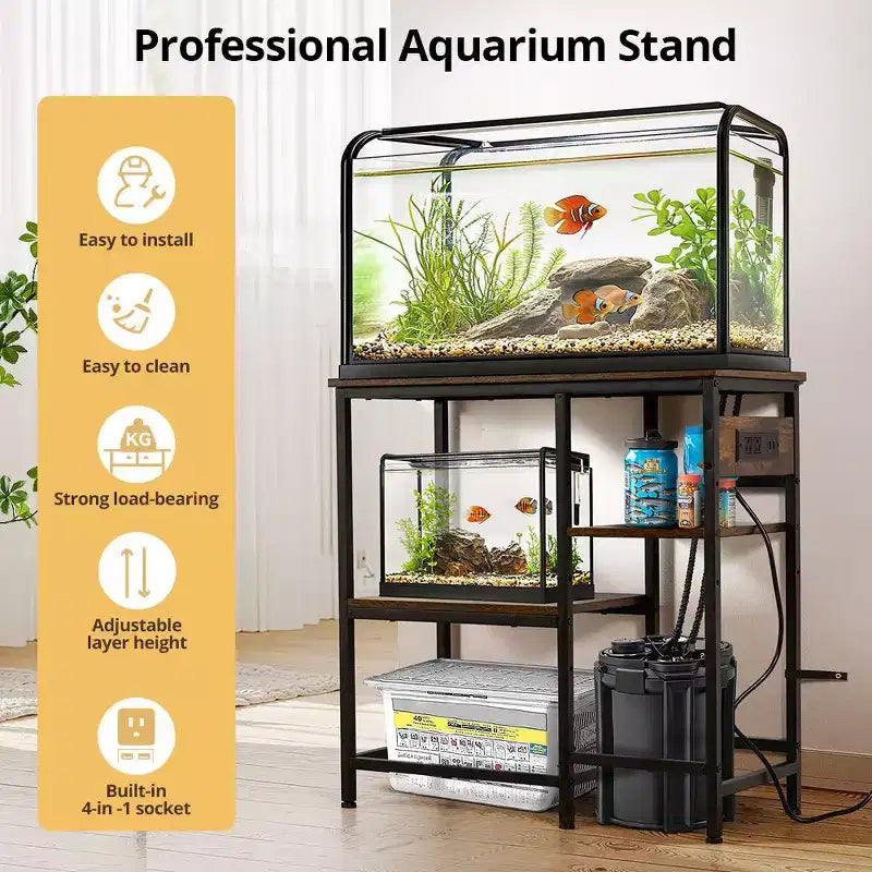Meuble d'aquarium GOTGELIF 20-29 gallons, support métallique robuste pour aquarium avec étagère de rangement
