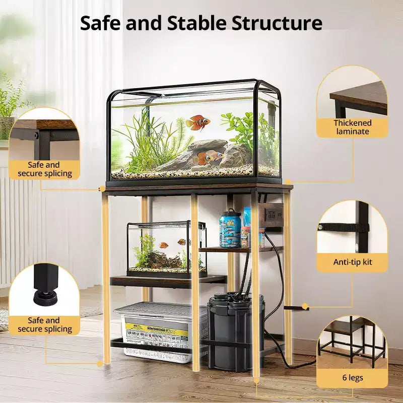 Meuble d'aquarium GOTGELIF 20-29 gallons, support métallique robuste pour aquarium avec étagère de rangement