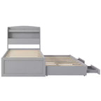 Lit plateforme Whisen Twin XL avec tête de lit LED de rangement, station de charge, lit gigogne simple et 2 tiroirs