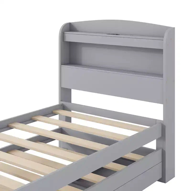 Lit plateforme Whisen Twin XL avec tête de lit LED de rangement, station de charge, lit gigogne simple et 2 tiroirs