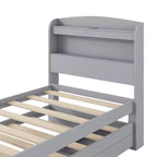 Lit plateforme Whisen Twin XL avec tête de lit LED de rangement, station de charge, lit gigogne simple et 2 tiroirs