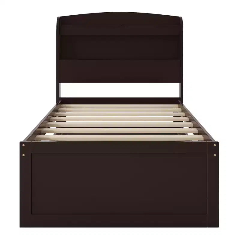 Lit plateforme Whisen Twin XL avec tête de lit LED de rangement, station de charge, lit gigogne simple et 2 tiroirs