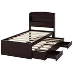 Lit plateforme Whisen Twin XL avec tête de lit LED de rangement, station de charge, lit gigogne simple et 2 tiroirs