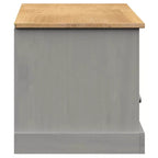 vidaXL Meuble TV VIGO en pin massif - Console média grise avec tiroirs, meuble de divertissement et portes à persiennes pour salon