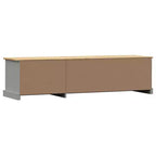 vidaXL Meuble TV VIGO en pin massif - Console média grise avec tiroirs, meuble de divertissement et portes à persiennes pour salon