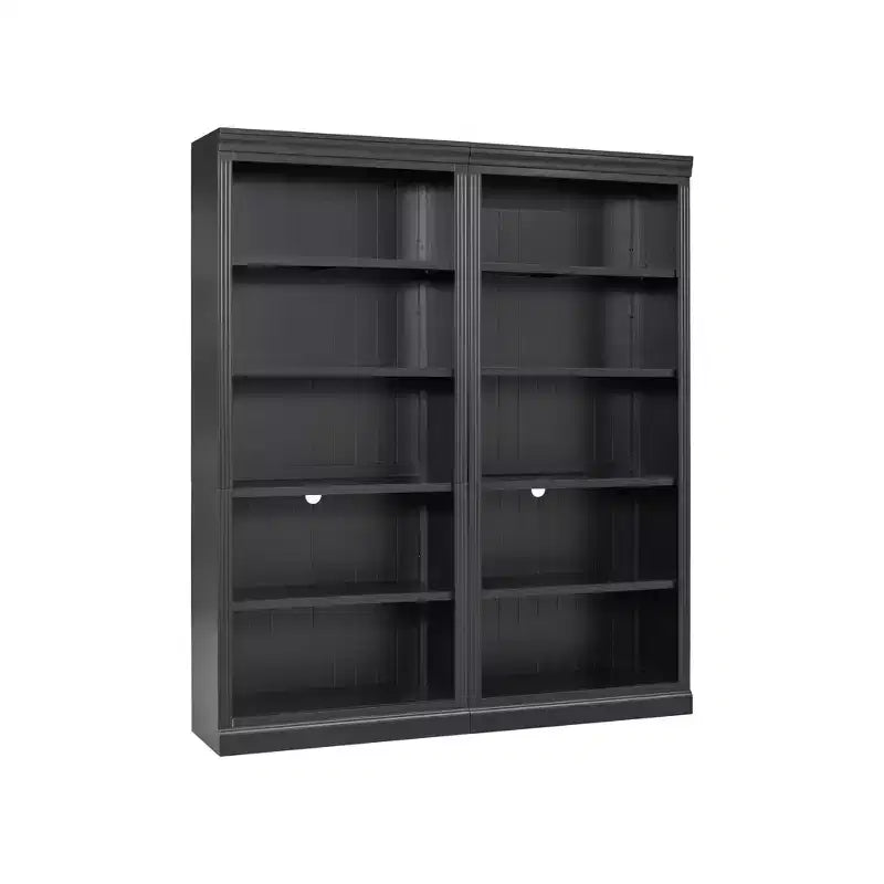 Bibliothèque en bois de 211,8 cm avec bande LED, étagères réglables à 5 niveaux et organisateur de rangement pour salon et bureau à domicile - ModernLuxe