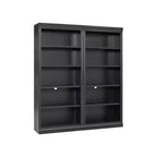 Bibliothèque en bois de 211,8 cm avec bande LED, étagères réglables à 5 niveaux et organisateur de rangement pour salon et bureau à domicile - ModernLuxe