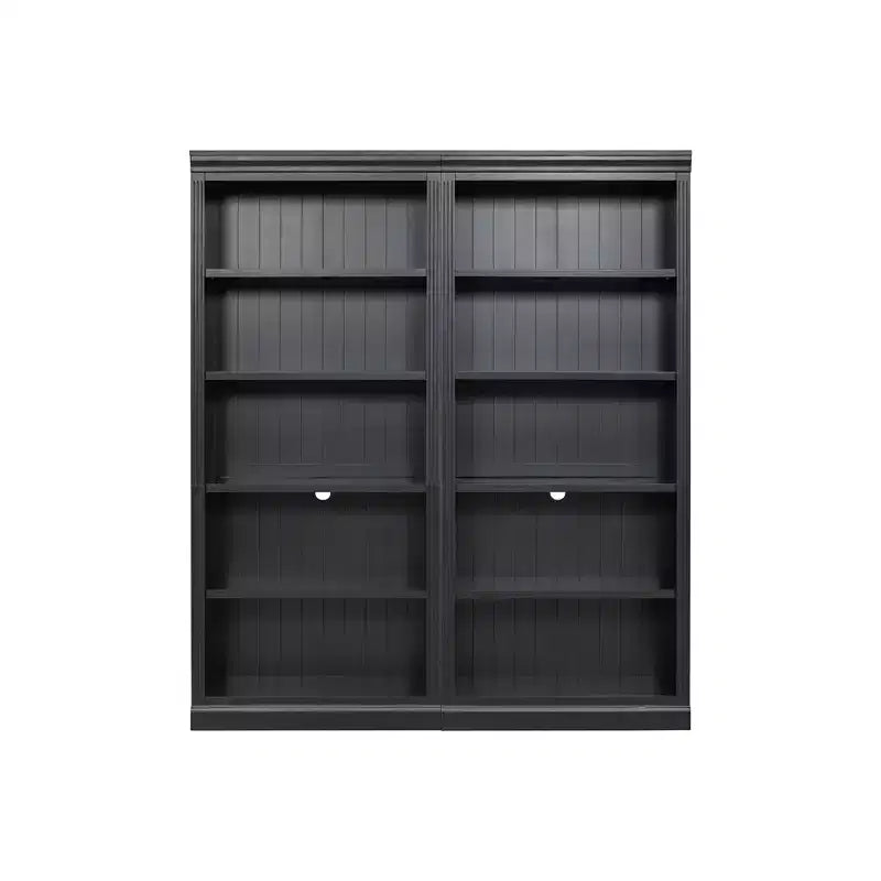 Bibliothèque en bois de 211,8 cm avec bande LED, étagères réglables à 5 niveaux et organisateur de rangement pour salon et bureau à domicile - ModernLuxe