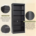 Bibliothèque en bois de 211,8 cm avec bande LED, étagères réglables à 5 niveaux et organisateur de rangement pour salon et bureau à domicile - ModernLuxe