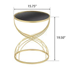 Table d'appoint moderne Table de chevet ronde Table basse Table de nuit avec cadre en métal doré et plateau miroir noir-ModernLuxe