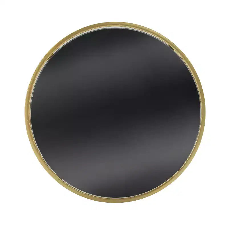 Table d'appoint moderne Table de chevet ronde Table basse Table de nuit avec cadre en métal doré et plateau miroir noir-ModernLuxe